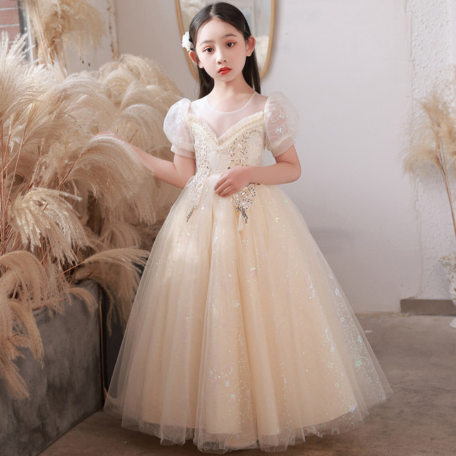 Dress girl princess skirt new long skirt flower girl wedding little girl wedding piano playing children's skirt gauze skirt