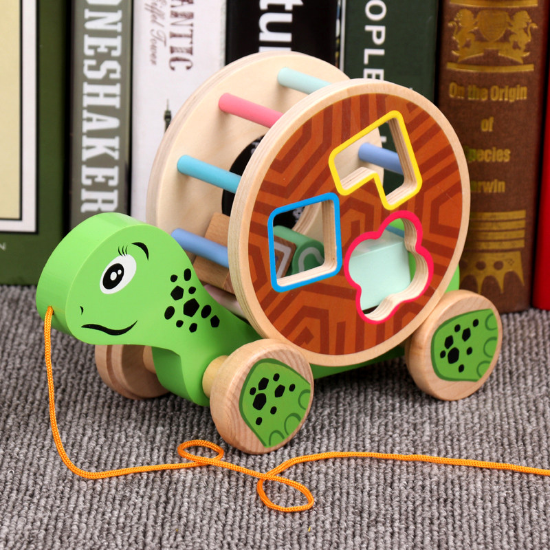 Baby dragging toddler toy car Kindergarten 1-3 years old children pulling hand rope pull line Early education educational toys