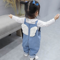 Girls Strap Pants Spring and Autumn 2021 New Children Jeans Yang Qi 1 year old Children Autumn 3 Female Baby Autumn