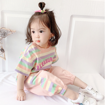 Female baby casual set 2021 new summer childrens foreign style two-piece children Korean version 1 year old 3 Girls summer clothes