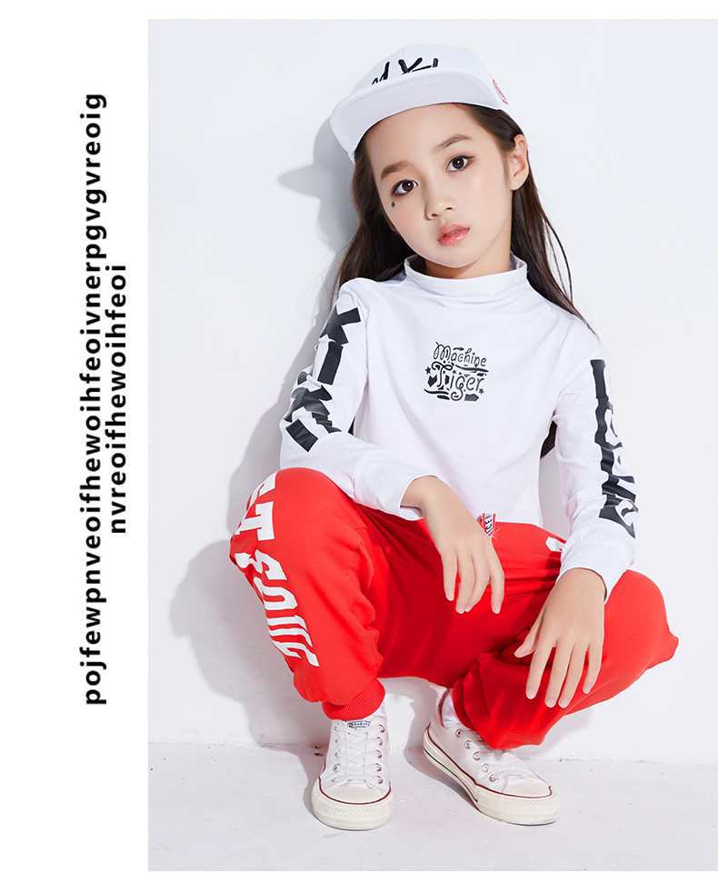 Cô gái nhảy jazz trang phục trẻ em quần áo khiêu vũ đường phố nữ phiên bản Hàn Quốc của thủy triều trang phục trẻ em lỏng lẻo phù hợp với hip hop hãng quần áo trẻ em