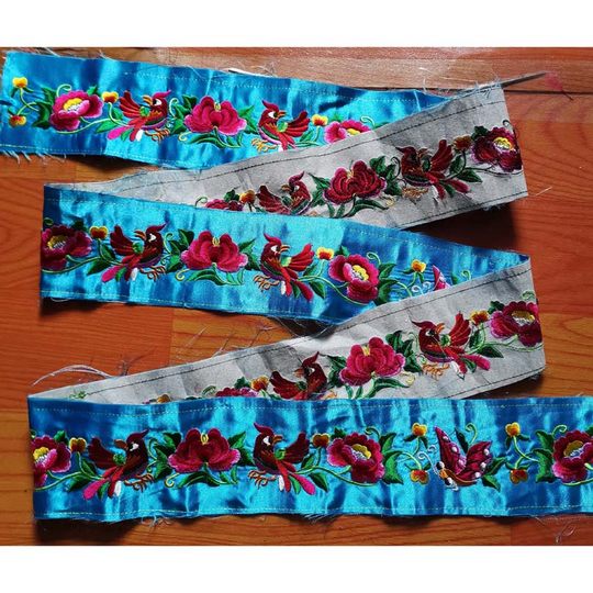 Blue ethnic edge embroidered clothing crafts belt