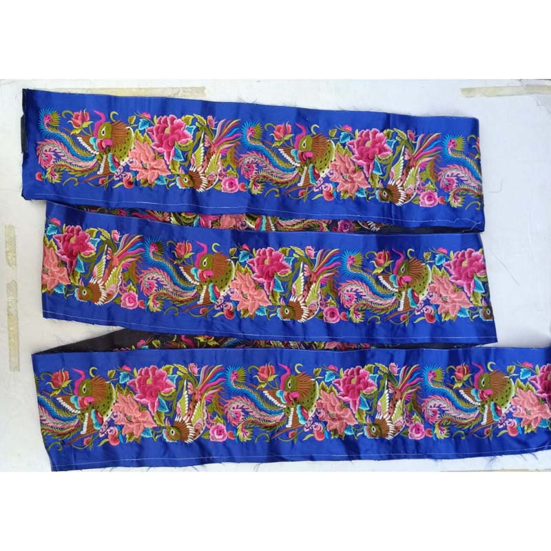 Ethnic machine embroidery features Miao handicraft embroidery belt large lace embroidery pieces