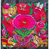 Ethnic style big red peony flower machine embroidery ethnic style bag clothing accessories