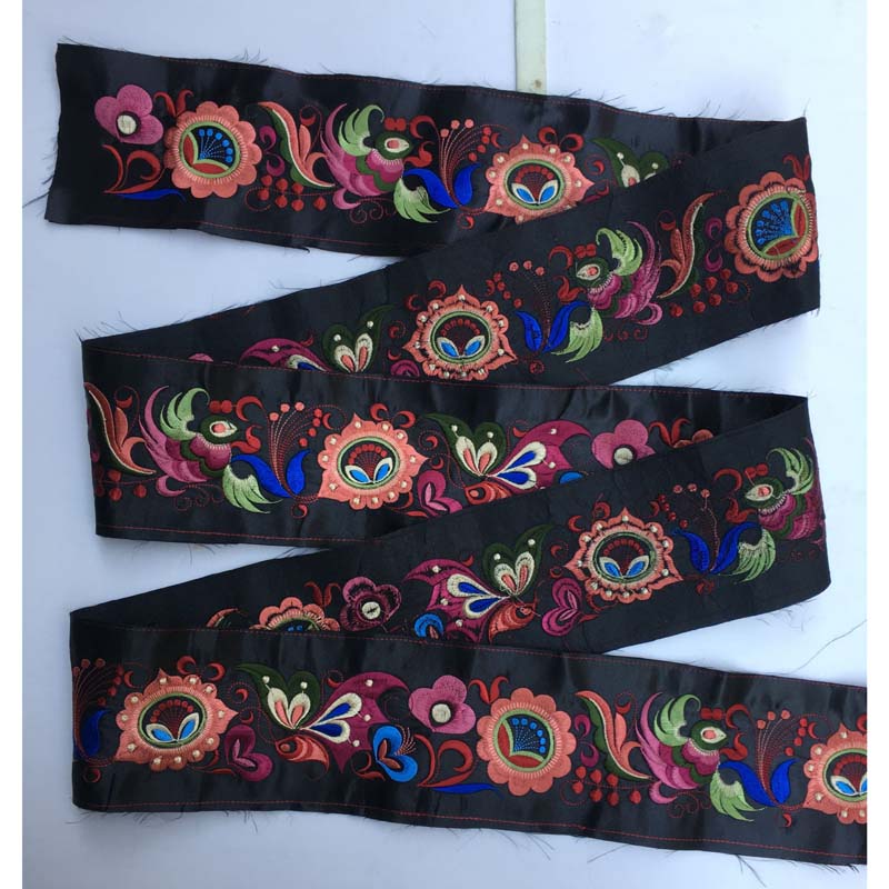 Ethnic style long strip embroidery lace National costume Stage outfit a variety of handmade DIY accessories