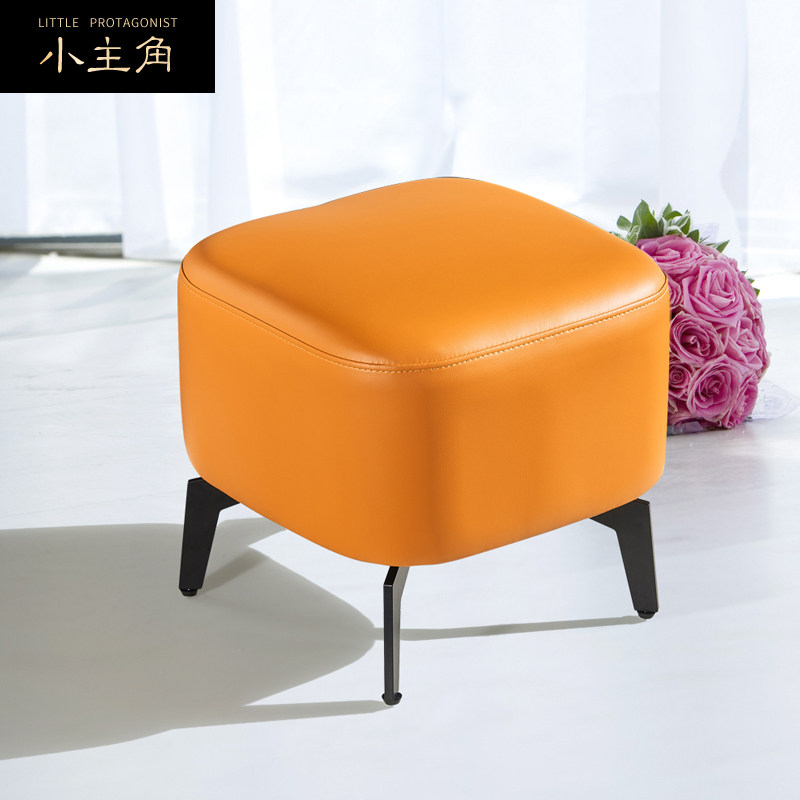 Leather sofa stool foot change shoe stool door light luxury net red creative small leather stool low stool footrest balcony home