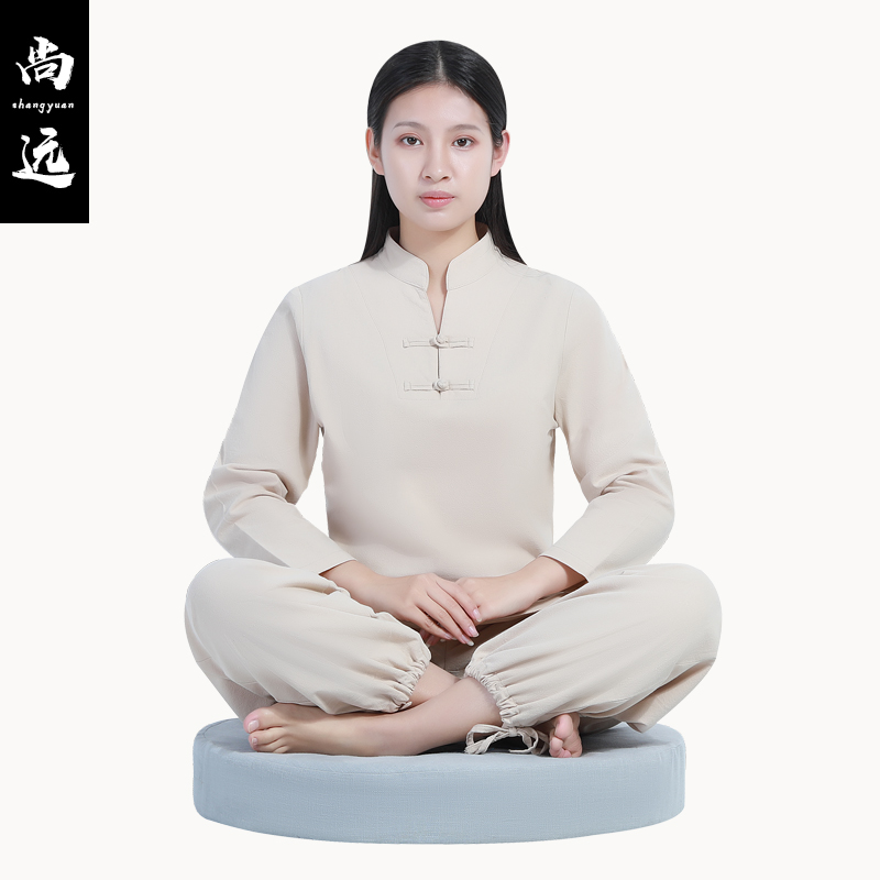 Shang nhân dân tệ như zen đặc biệt loạt bộ yoga phù hợp dài sleevehan váy Thiền ăn mặc phong Trung Quốc zen Tang váy