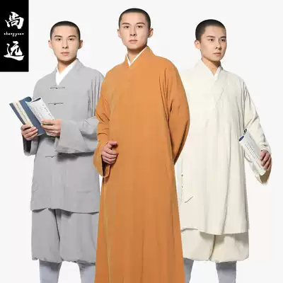 Shangyuan monk clothing summer cotton linen big coat Arhan coat linen monk clothing short gown suit Luohan shirt monk suit long gown