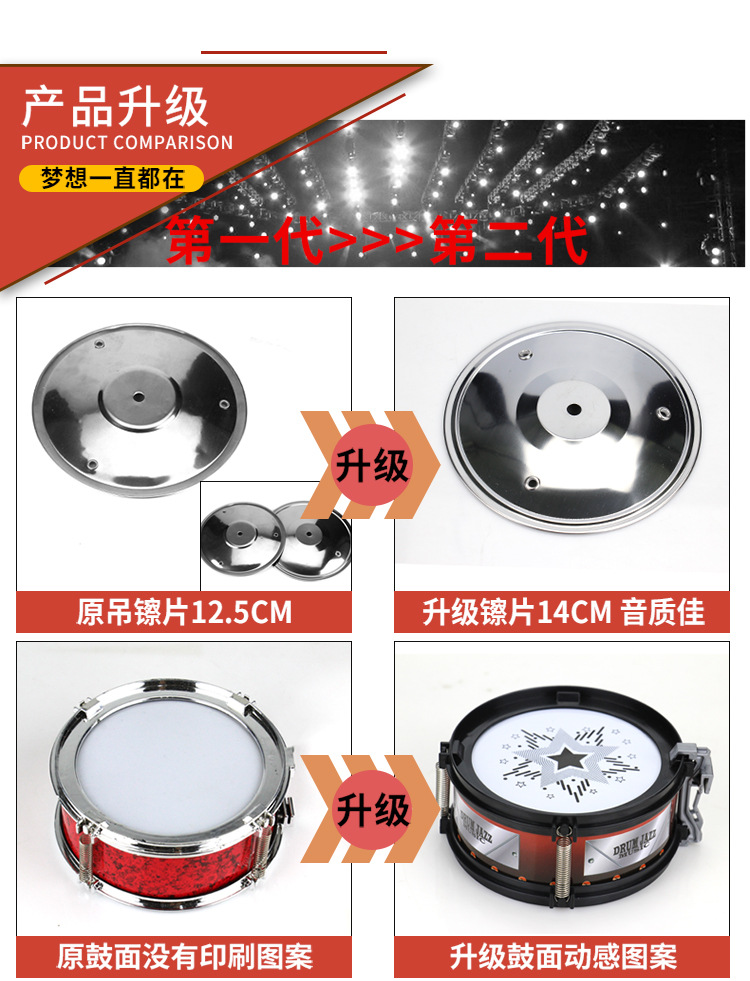 Trống trẻ em mới bắt đầu thực hành trống mô phỏng trống jazz đồ chơi âm nhạc 4 nhịp trống 3-6 tuổi 5 đồ chơi trí tuệ