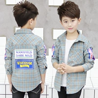 Áo sơ mi kẻ sọc dài tay 2019 Xuân Mới Vừa Lớn Big Boy Top Boy Fashion Áo cotton Hàn Quốc - Áo sơ mi sơ mi dài tay bé trai 