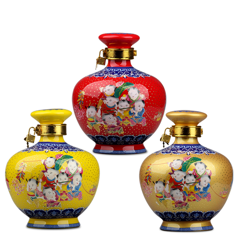 Jingdezhen 5 jins of king craft ceramic bottle little hip empty wine seal wine 5 jins of jar