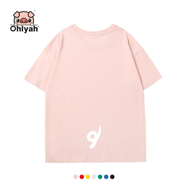 Ohlyah brand Piggy Milo cotton fabric 2024 spring and summer loose short-sleeved T-shirt women's trendy cartoon class uniform