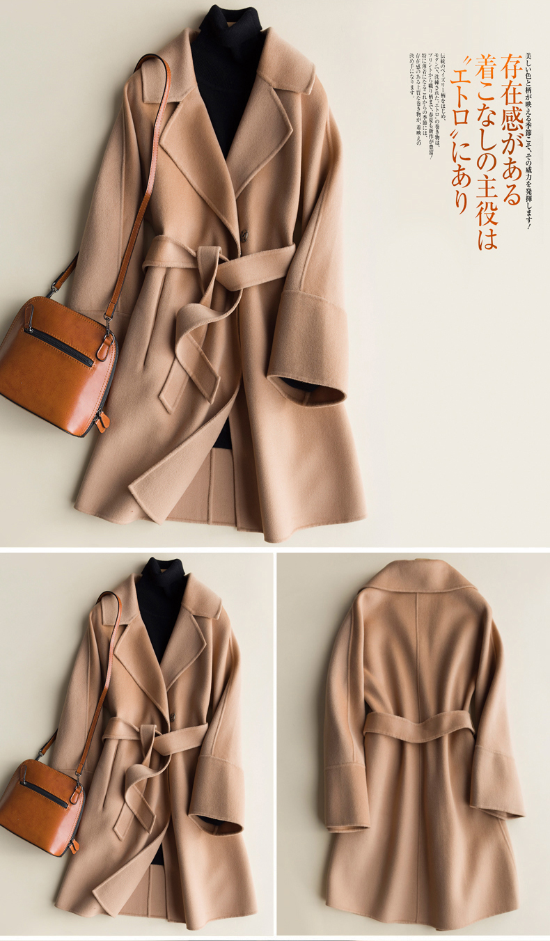 Mùa thu và mùa đông mới áo hai mặt cashmere nữ dài áo len lỏng phiên bản Hàn Quốc của kích thước lớn len chống mùa giải phóng mặt bằng áo khoác nữ 2021