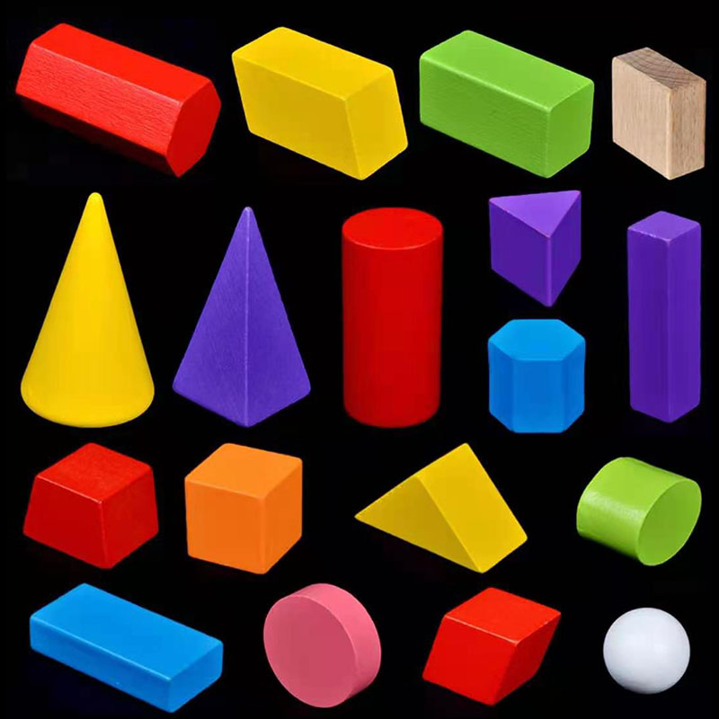 Wooden Geometric Body Model Cube Building Block Cube Special Cube Sphere Cylindrical Cone Triangular Prism Tetrapyramid Hexagonal Prism Hemisphere Oval Terrace-Taobao