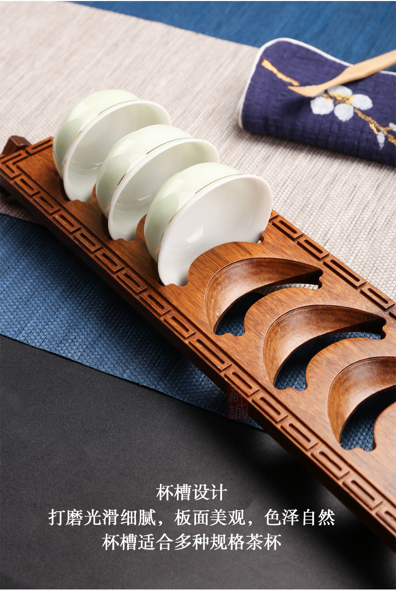 Ebony receive cup rack single solid wood drying shelf crossover vehicle cup tea set waterlogging under caused by excessive rainfall cup tea accessories