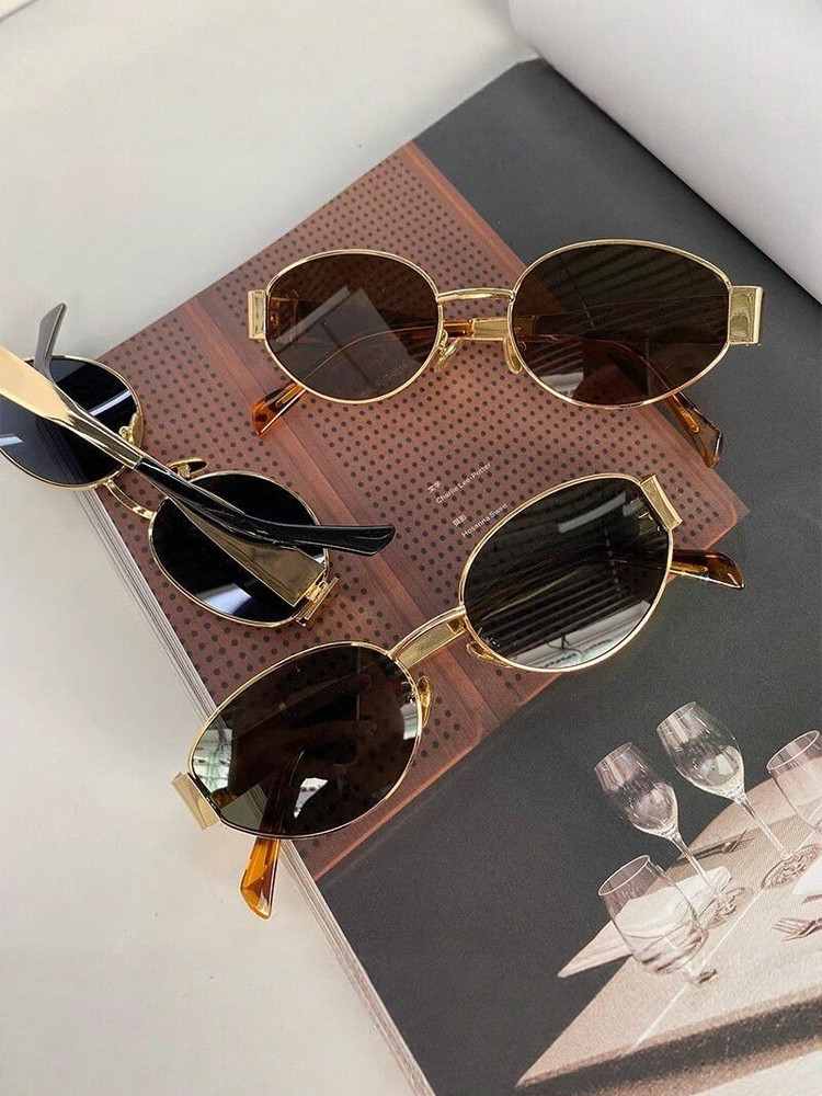 复古老钱风金属椭圆形墨镜女款防晒高级感小框港风凹造型太阳眼镜