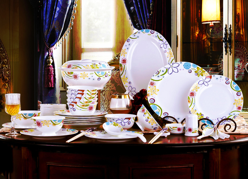 Dishes suit household combination of European jingdezhen ipads porcelain tableware Dishes chopsticks Chinese ceramic bowl Dishes for dinner