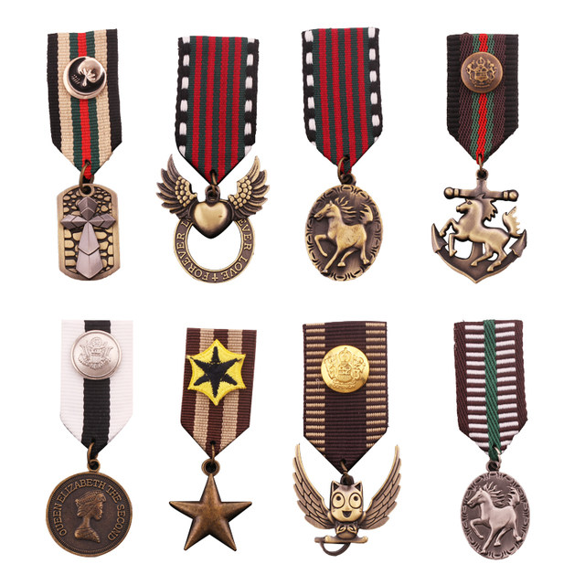 ສະບັບພາສາເກົາຫຼີຂອງ retro ວິທະຍາໄລອັງກິດ medals ສໍາລັບຜູ້ຊາຍແລະແມ່ຍິງ, ໂລຫະທີ່ເຮັດດ້ວຍໂລຫະຫ້າແຫຼມ badges ຂະຫນາດນ້ອຍ, ອຸປະກອນເສີມ brooch ເກົາຫຼີ