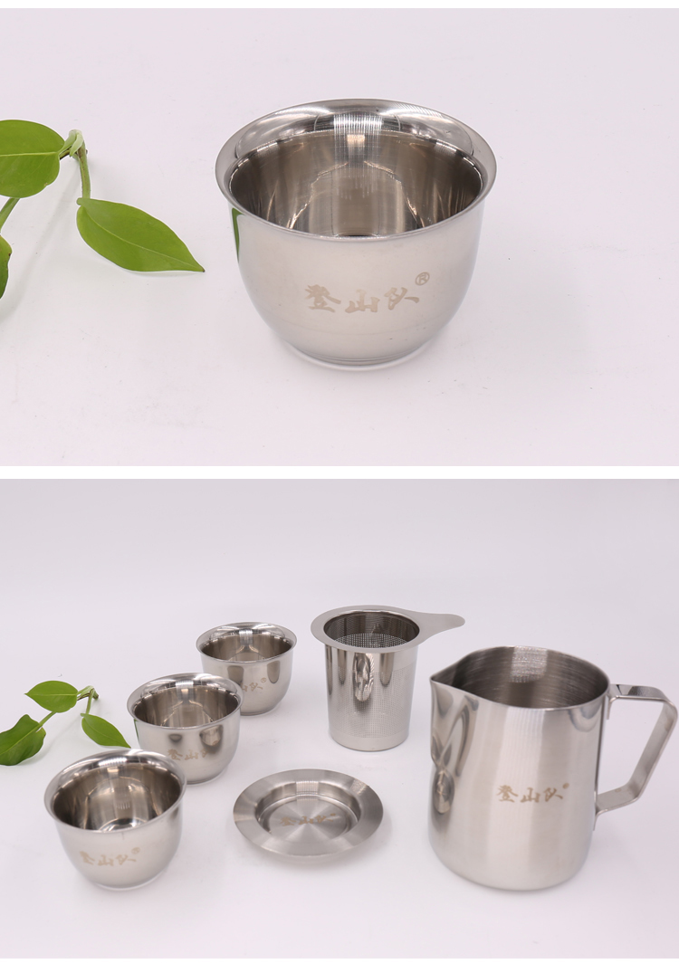 Ngoài trời di động thép không gỉ Kung Fu tea set ngoài trời tea maker lọc ấm trà bếp du lịch cắm trại ấm nhà