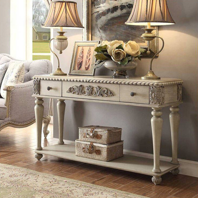 American Porch Table Retro-made Old Corridor Articles Next Table French Country Solid Wood Sculpture Down Table Decoration Cabinet