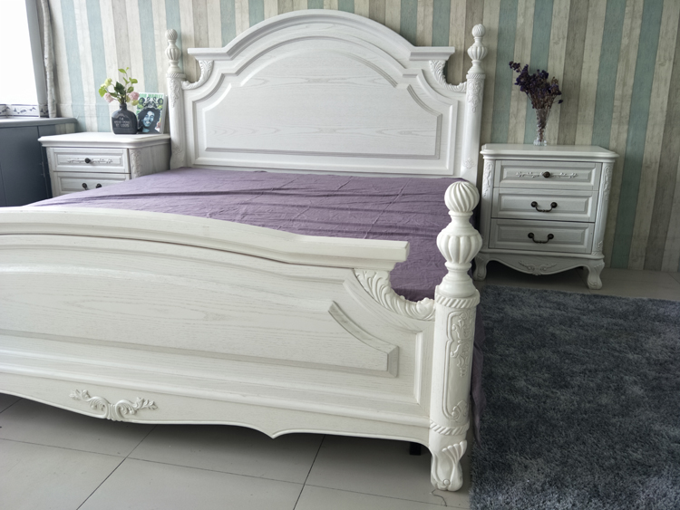 Eurostyle solid wood bed French style white 1 5 m carved princess bed American modern simplicity about 1 8 m double bed wedding bed
