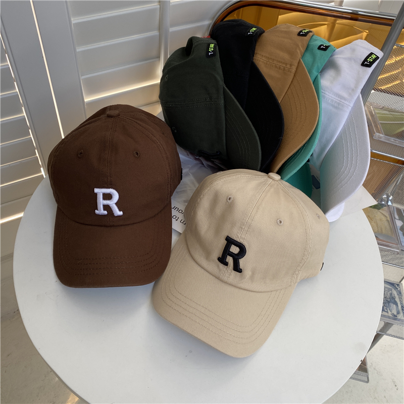 Neue Baseballmütze mit Buchstaben R für Damen, koreanische Version, Frühling/Sommer, Outdoor, Netz, rot, mit Sonnenschutz, Entenzunge_voghion.com