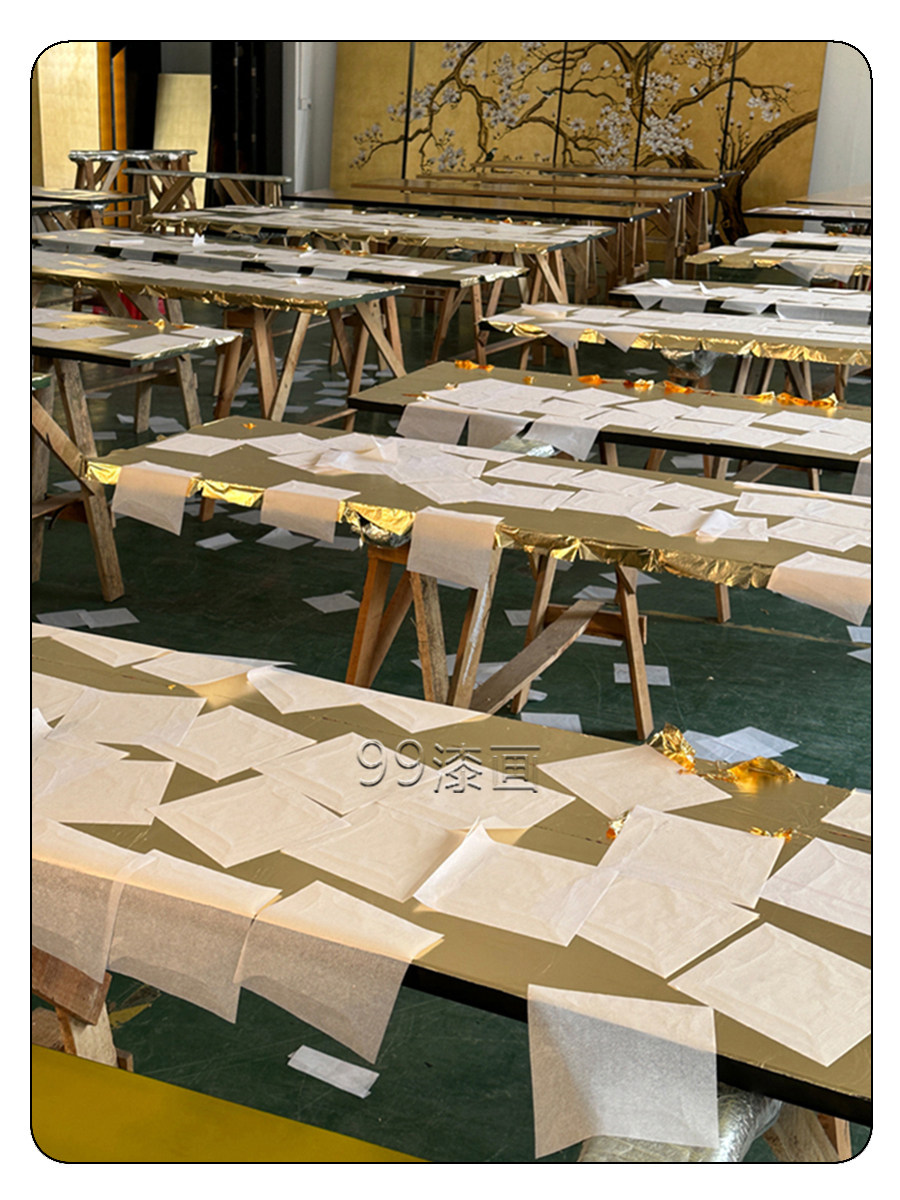 ширма 99漆画日式素金箔屏风四扇中式酒店客厅茶室隔断插花摄影折屏定制