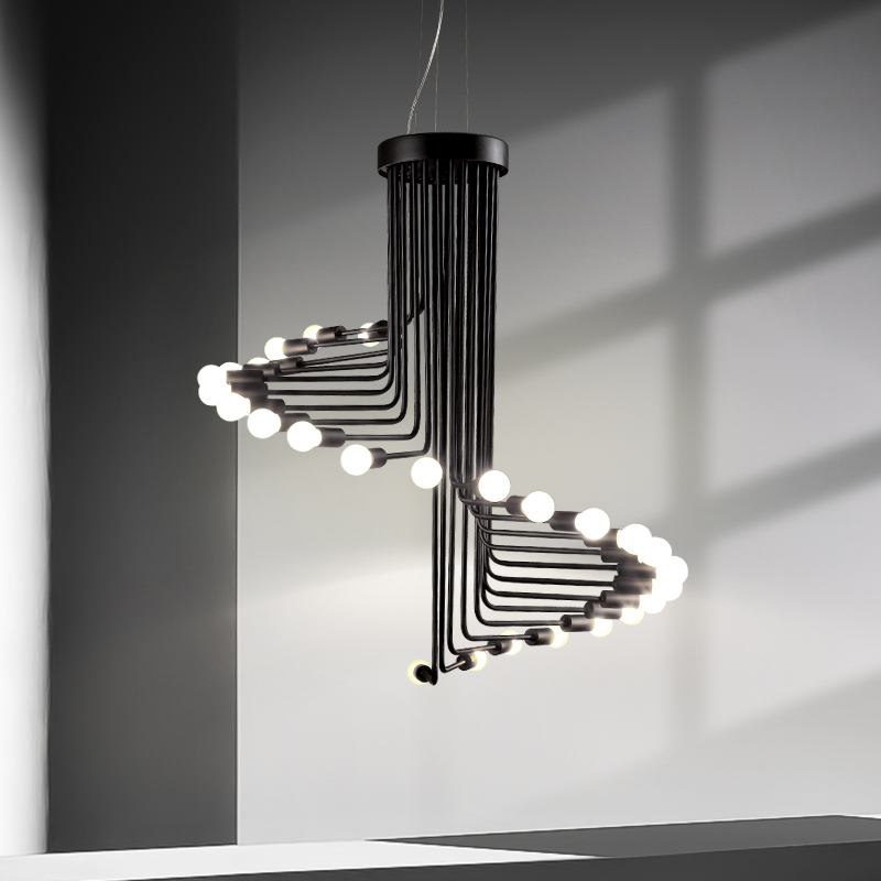 Nordic Minimalist Chandeliers Creative Loft Retro Industrial Wind Living Room Clothing Shop Bar Villa Spiral Staircase Chandeliers