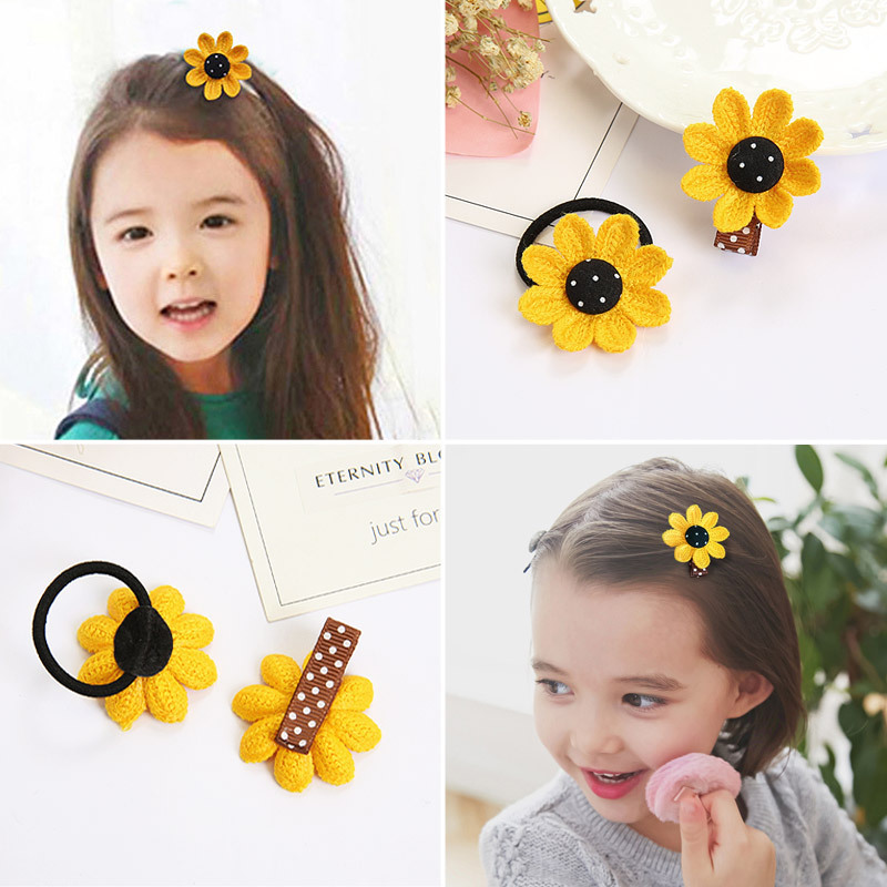 Child Sunflower Hair Clip Hair Ring Little Girl Hair Adorned Head Adorned With Baby Za Hair Leather Fascia No Girl Hair Clip