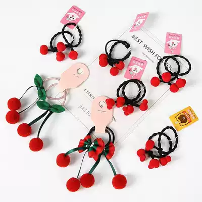 Children Hairband baby tie hair rubber band Girl New Year bow New Year Hairband cherry froth ball headwear