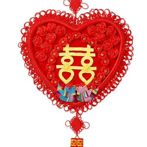 福源祥 Новый китайский подвесной узел для гостиной, большой символ 囍, вход в дом, китайский фестиваль, кулон, свадебный подарок