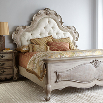 American solid wood bed double bed 1 8 m wedding bed 1 5 French country antique old European Villa furniture custom