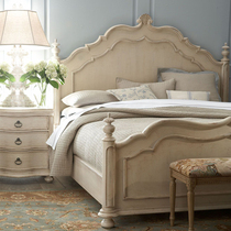 American solid wood bed double bed modern minimalist master bedroom Queen bed French country vintage white 1 8 m oak bed