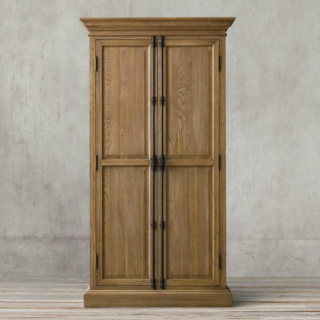 American country solid wood old wardrobe high-grade European oak retro bedroom double door wardrobe storage cabinet dining cabinet