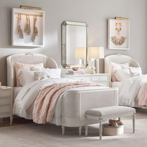 French solid wood bed Children bed girl princess bed single bed 1 2 meters woven Vine bed American country retro white