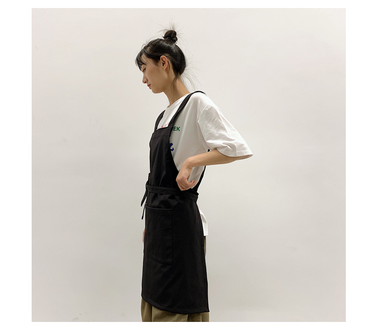 Hàn Quốc phiên bản của đồng phục tạp dề không thấm nước tạp dề nhà bếp nhà tùy chỉnh biểu tượng in ấn bồi bàn màu rắn dây đeo dành cho nam giới và phụ nữ