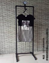 Vintage clothing store Wrought iron water pipe coat rack Clothing display rack Hanging rod floor hanging side hanging wall hanging