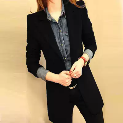 Small blazer women's 2021 new spring and autumn fashion slim Korean version waist temperament Net red black suit top