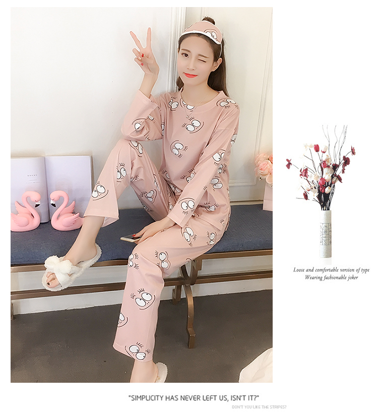 Đồ ngủ nữ mùa thu mới 2018 lỏng lẻo mùa thu nữ phục vụ nhà mùa thu đông nhỏ dễ thương phiên bản Hàn Quốc hai mảnh váy ngủ nữ