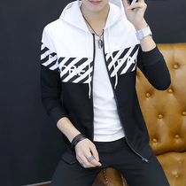 Spring cardigan baseball suit Mens Korean slim teen hoodie Couple trendy mens sweater trend jacket