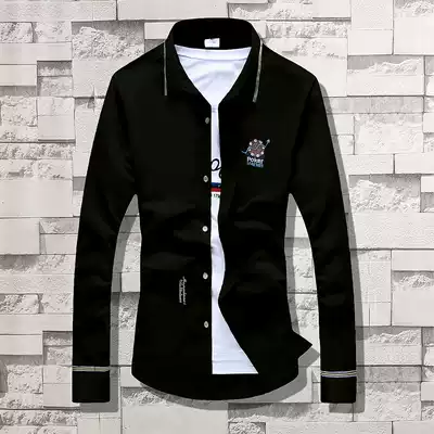 Autumn white long sleeve shirt men Korean slim spring jacket student shirt trend men's casual