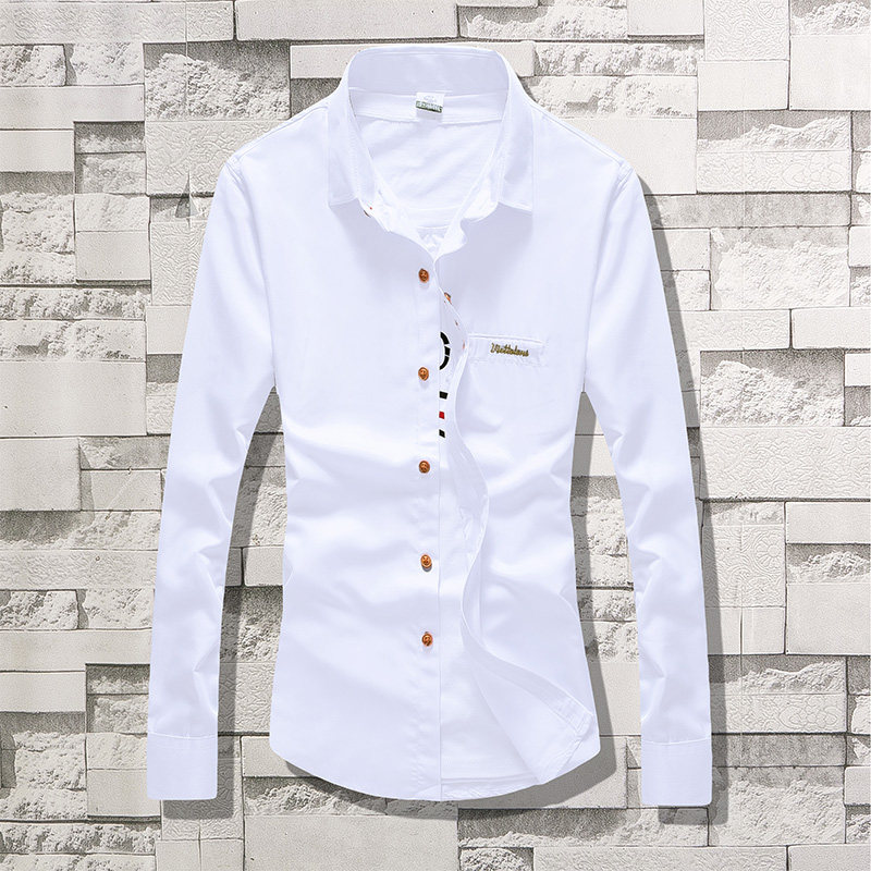 Fall white Long sleeves Shirt Men's Korean version Body Clothing Teen Shirts Tide Men's Clothing Casual fit for men