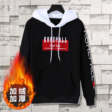 Толстовка 秋冬款套头棒球服男士韩版修身冬季卫衣潮男装情侣装连帽加绒加厚
