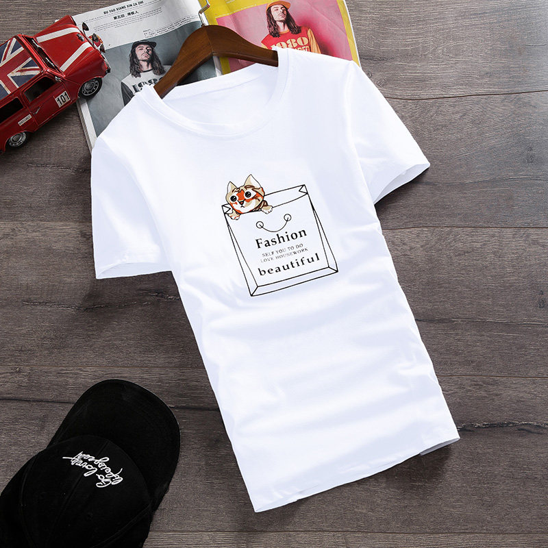 Summer white short sleeve T-shirt men's Korean version swarm with a T-shirt damp men's fashion teen round collar clothes