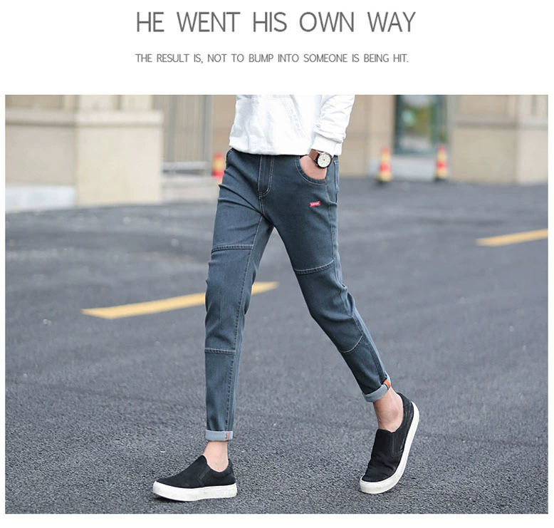 Mùa hè đen kéo dài chín điểm quần jeans nam Phiên bản Hàn Quốc của quần lọt khe xu hướng quần áo nam 9 điểm quần nam - Quần jean quần jean nam đẹp