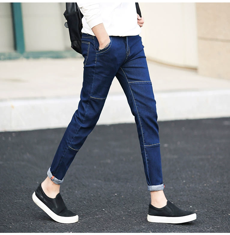 Mùa hè đen kéo dài chín điểm quần jeans nam Phiên bản Hàn Quốc của quần lọt khe xu hướng quần áo nam 9 điểm quần nam - Quần jean