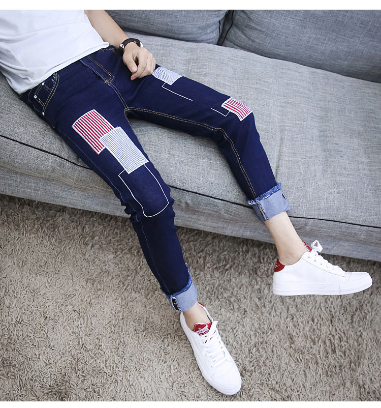 Mùa hè đen 9 chín quần jean nam Phiên bản Hàn Quốc của giới trẻ tự tu luyện căng chân quần thủy triều quần nam quần áo nam hàng hiệu