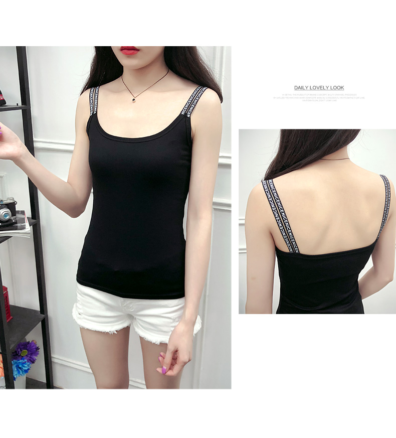 Xuân 2018 mới size lớn là chất liệu cotton mỏng bên trong dây đeo phía dưới áo vest nữ mùa hè mặc áo sơ mi gợi cảm áo thun nữ