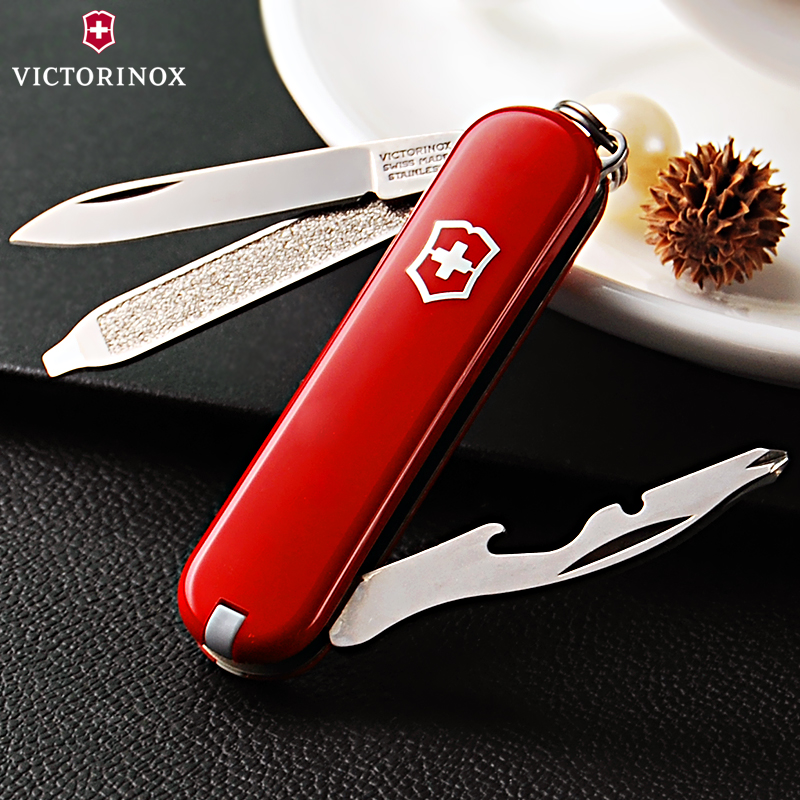 Original Swiss Army Knife 58mm Division Trumpeter (Red) 0.6163 Vickers Mini Multifunctional Folding Swiss Knife