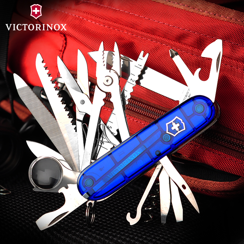 Victorinox Swiss Army Knife 1 6795 T2 Blue Transparent 91MM Multifunctional Folding Swiss Knife Original